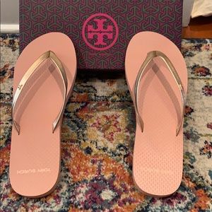 Tory Burch Metallic Leather Flip Flop